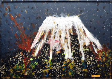 Painting titled "la nuit islandaise" by Michel Tabanou, Original Artwork, Acrylic