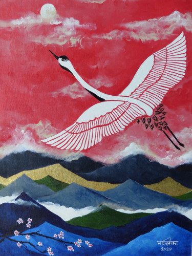 Painting titled "Reaching for the sk…" by Mallika Seth, Original Artwork, Acrylic