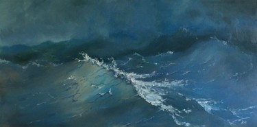 Seascape oil painting. Ocean Wave. Wall decor. Original oil Painting titled "Seascape oil painti…" by Marina Babintseva, Original Artwork, Oil