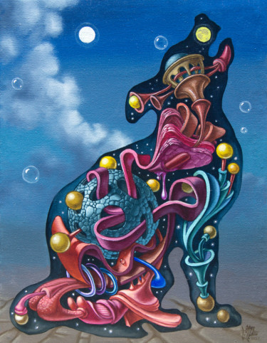 Peinture intitulée "Inside The Dog" par Victor Molev, Œuvre d'art originale, Huile