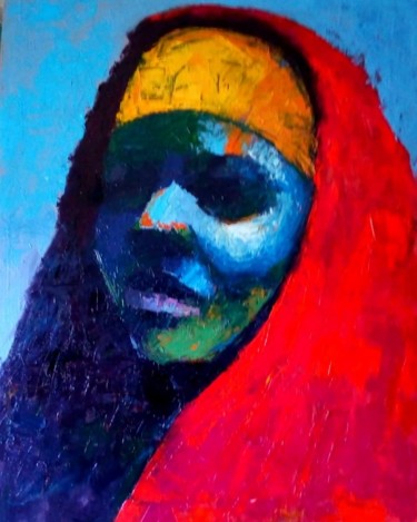 绘画 标题为“Red and blue” 由Samuel Itoya Odiboh, 原创艺术品, 油