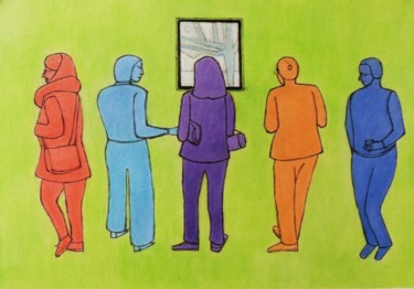 Drawing titled "Vernissage" by Francesco Cagnato, Original Artwork, Pastel