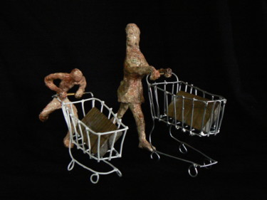 Sculpture intitulée "FAIRE LES COURSES" par Venner Fanch, Œuvre d'art originale, Céramique