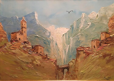 绘画 标题为“Montagne 2” 由Gérard Crouzet, 原创艺术品, 油 安装在木质担架架上