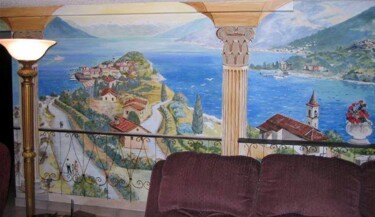 Lake Como and Bellagio Painting titled "Lake Como and Bella…" by Davide Rodoquino, Original Artwork, Acrylic