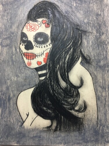 图画 标题为“La muerte à la chev…” 由Pascale De Iudicibus, 原创艺术品, 铅笔