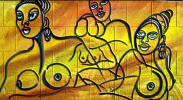 Pintura intitulada "Mulheres de Àfrica" por Antonio Guimaraes, Obras de arte originais, Acrílico
