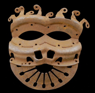 Sculpture titled "Mask God, BACCHUS" by Jeff Mann, Original Artwork, Metals