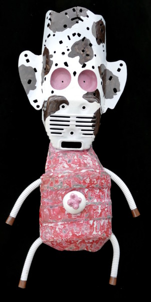 Sculpture titled "Mask Spirit, COW DE…" by Jeff Mann, Original Artwork, Metals