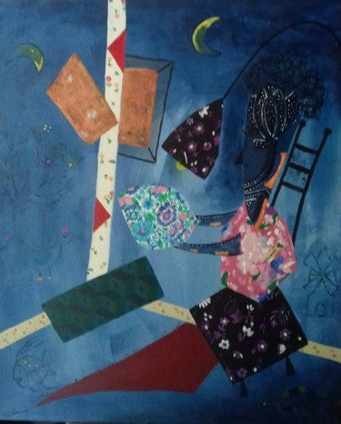 제목이 "Femme sous la lampe"인 미술작품 Corine Jailin로, 원작, 아크릴