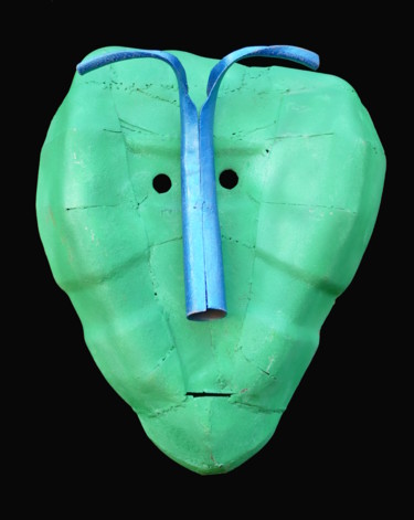 Sculpture titled "Mask Insect, FOURMI" by Jeff Mann, Original Artwork, Metals