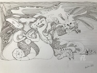 Zeichnungen mit dem Titel "Progresionss" von Grazyna Hajewski, Original-Kunstwerk, Tinte