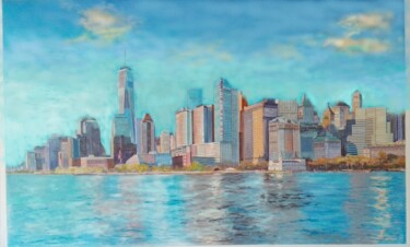Manhattan skyline Painting titled "Manhattan skyline" by Davide Rodoquino, Original Artwork, Acrylic