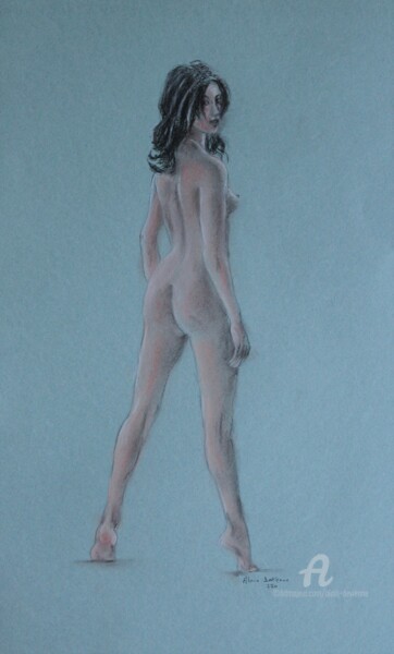 Dessin intitulée "NU REGARD A DROITE" par Alain Devienne, Œuvre d'art originale, Pastel