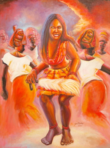 African Mixed Dancers 绘画 标题为“African Mixed Dance…” 由Olaoluwa Smith, 原创艺术品, 丙烯