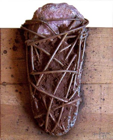 Sculpture titled "s/t - 9341" by José Carlos Balanza, Original Artwork, Metals Mounted on Wood Panel