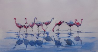 flamingos 2 #ArtistSupportPledge Painting titled "flamingos 2 #Artist…" by Giorgio Gosti, Original Artwork, Watercolor