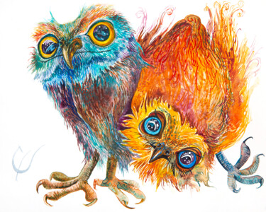 Картина под названием "Yin and Yang" - Barbara Orsolini, Подлинное произведение искусства, Акварель