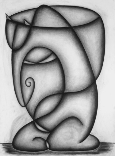 Drawing titled "Secrets of Her Heart" by Kerry O. Furlani, Original Artwork, Charcoal