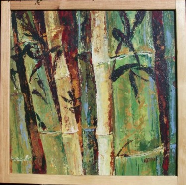 Peinture intitulée "bambou  9" par Anne-Frédérique Ferret, Œuvre d'art originale, Huile