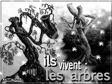 Digitale Kunst mit dem Titel "la nuit en föret" von Pierre Peytavin, Original-Kunstwerk, 2D digitale Arbeit