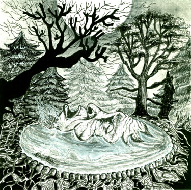 图画 标题为“Le miroir du temps” 由Almakan, 原创艺术品, 墨