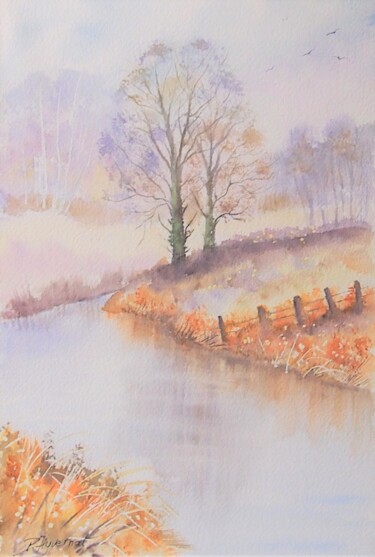Peinture intitulée "douceur automnale…" par Patricia Giroldini Hyvernat, Œuvre d'art originale, Aquarelle