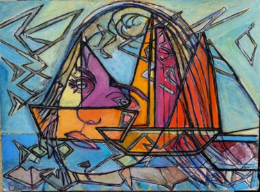 Peinture intitulée "VOYAGE" par Grégoire Koboyan (Cricorps), Œuvre d'art originale, Huile