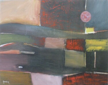 Painting titled "Red Planet" by Scott Spencer, Original Artwork, Oil Mounted on Wood Stretcher frame