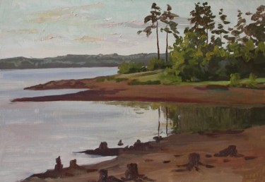 Pittura intitolato ""Вода уходит"" da Aleksandr Samokhvalov, Opera d'arte originale, Olio