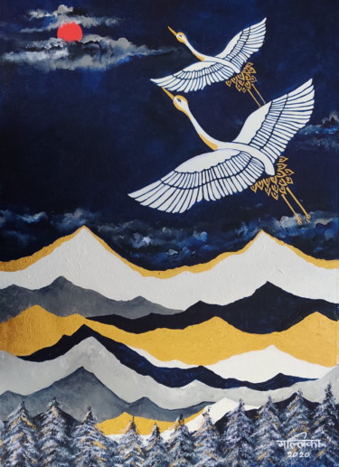 Painting titled "Up,Up and Away - So…" by Mallika Seth, Original Artwork, Acrylic
