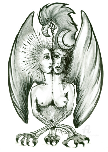L'hermaphrodite 图画 标题为“L'hermaphrodite” 由Almakan, 原创艺术品, 墨