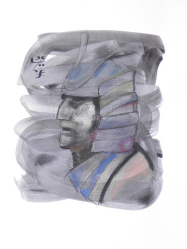Dessin intitulée "Samouraî N°7" par Marc Bulyss, Œuvre d'art originale, Fusain