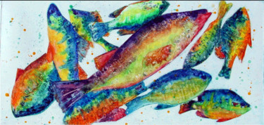 Painting titled "Something's Fishy" by Marsha Elliott, Original Artwork