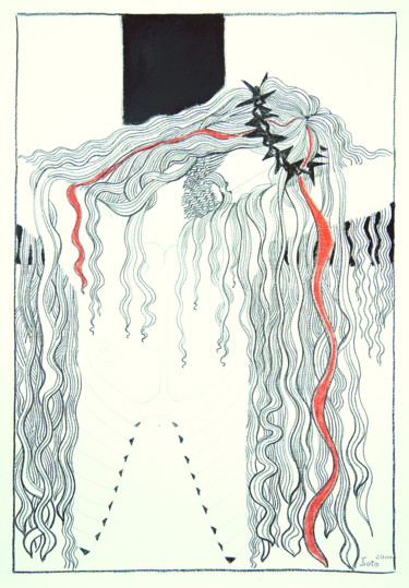 Drawing titled "Crucified Jesus II" by Vladimir Bašić Šoto, Original Artwork, Chalk