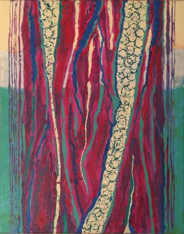 제목이 "Trees #2"인 미술작품 Lisa Trevino로, 원작, 아크릴 나무 들것 프레임에 장착됨