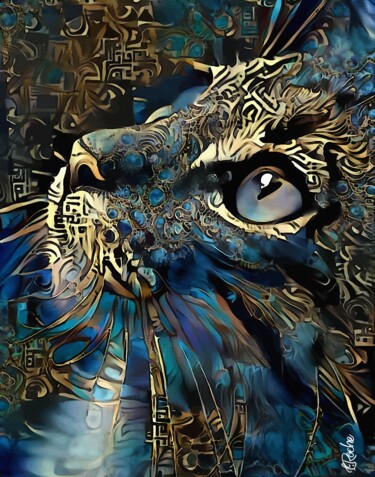 Herminia - Cat, mix media - 70x55 cm - OOAK