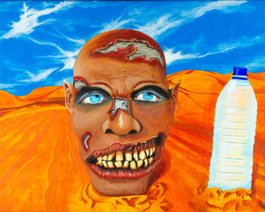 Painting titled "Zombie got pranked" by Mikey Lee, Original Artwork, Acrylic Mounted on Wood Stretcher frame
