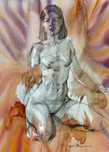 ABSTRACT BEAUTIFUL NAKED GIR Ζωγραφική με τίτλο "ABSTRACT BEAUTIFUL…" από Samira Yanushkova, Αυθεντικά έργα τέχνης, Ακουαρέλα