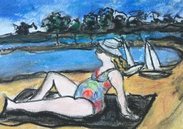 Painting titled "Femme Irlandaise a…" by Serge Berry, Original Artwork, Pastel