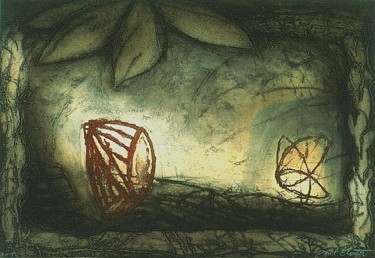 Gravures & estampes intitulée "Éden" par Paul Cloutier, Œuvre d'art originale, Collagraphie