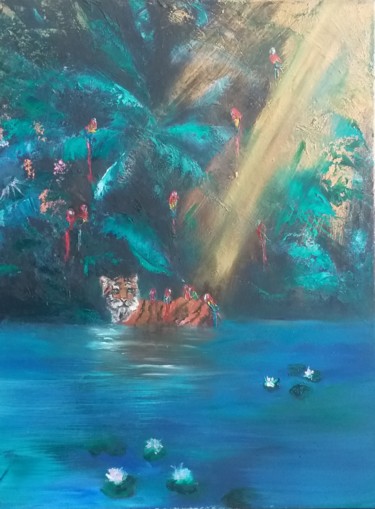 Peinture intitulée "Tiger" par Vera Derevyanko, Œuvre d'art originale, Huile