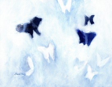 Blue and White Butterfly Composition