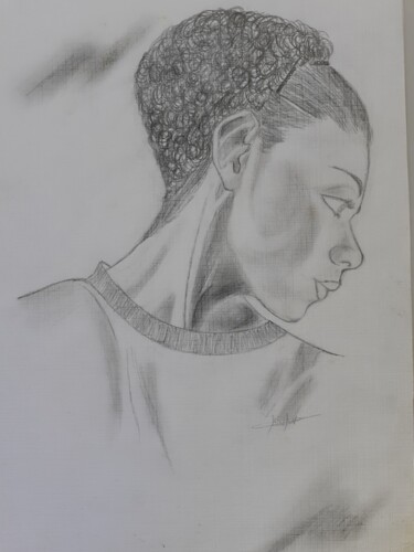 Dessin intitulée "Regard detourne" par Christelle Carlton, Œuvre d'art originale, Crayon