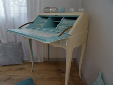 Secrétaire dos d'âne, design contemporain, Coiffeuse Design intitulée "Secrétaire dos d'ân…" par Lin-Et-Patine, Œuvre d'art originale, Meuble