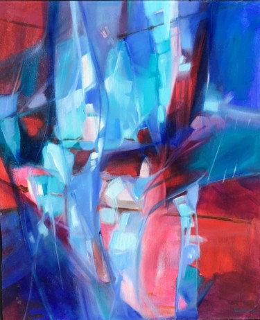Peinture intitulée "Composition abstrai…" par Jacqueline Flumian, Œuvre d'art originale, Huile Monté sur Panneau de bois