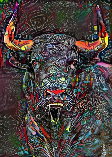 Yago,bull - Mix media on panel - 70x50 cm - OOAK