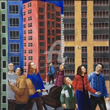 绘画 标题为“«ЖК Самоцветы»” 由Ксения Власова, 原创艺术品, 彩画 安装在木质担架架上