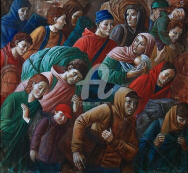 Peinture intitulée "«Идущие»" par Ksenia Vlasova, Œuvre d'art originale, Huile