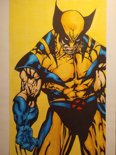 Dessin intitulée "Wolverine" par Paul Clair, Œuvre d'art originale, Marqueur
